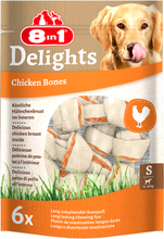 Zum Sonderpreis! 8in1 Delights Hundesnacks - S, Kauknochen Huhn (6 Stück)