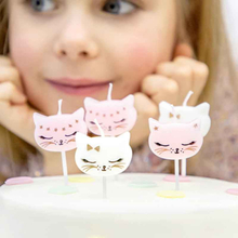 Tårtljus, katter, rosa och vit - PartyDeco