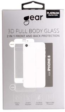 GEAR Härdat Glas 3D 2in1 Front & Back iPhone 8 Edge to Edge Vit med Klar baksida
