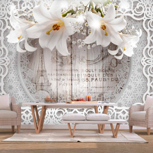 Fototapet Lilies and Wooden Background