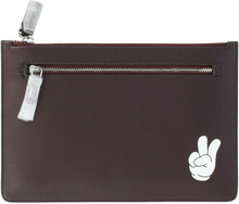 Anya Hindmarch Double Zip Pouch Victory in Burgundy Leather