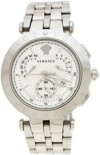 Pre-eide Versace Silver White Rustfritt Steel V Race 23C Women s Wristwatch 42 mm