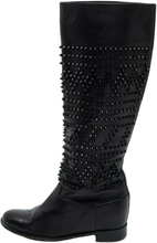 Christian Louboutin Black Leather Rom Chic Riding Boots