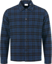 Knowledge Cotton Apparel Men's Classic Checked Cotton Buttoned Overshirt Black Jet Långärmade skjortor M
