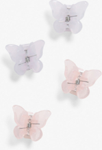 Pack of 4 butterfly hair clips. - Pink