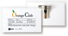 Namnskylt, Pin Clip Badges inkl vit kort 38 x 75mm, nål och clips ingår, 25st i förp