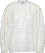 Darya Embrodery Blouse Tops Blouses Long-sleeved White Dante6