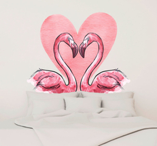 Muurdecoratie sticker flamingo hart