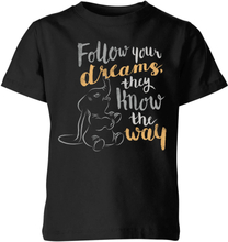 Dumbo Follow Your Dreams Kids' T-Shirt - Black - 3-4 Years