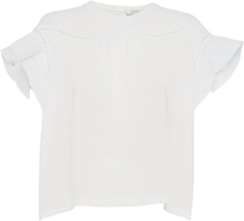 Lace Lines Shirt Tops Blouses Short-sleeved White Dorothee Schumacher