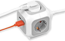 Brennenstuhl ALEA-Power Eldosa med USB/kontaktblock (4-vägs plug-in-uttag, 2x USB-laddare och 1,40 m kabel)