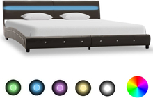 vidaXL Sängram med LED grå konstläder 180x200 cm