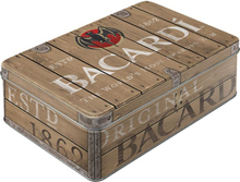 Plåtbox platt Retro / Bacardi - Wood Barrel Logo