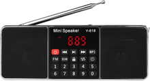Y-618 Mini-FM-Radio Digital Portable Dual 3W Stereo-Lautsprecher MP3-Audio-Player High Fidelity Sound Qualität w / 2-Zoll-Display Unterstützung USB-Laufwerk TF-Karte AUX-IN-Kopfhörer-Out