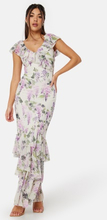 Goddiva Floral Ruffle Hem Maxi Dress Multi XL (UK16)