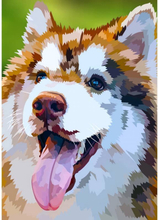 Malen nach Zahlen - Glücklicher Husky Porträt, 40x50cm / Ohne Rahmen / 24 Farben (Einfach)