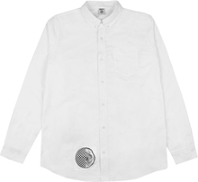 jam Herren Langarm-Shirt zeitloses Hemd mit Druck auf dem Rücken Burner Oxford Shirt Weiß
