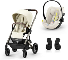 cybex GOLD Klapvogn Balios S Lux Taupe Seashell Beige inkl. autostol Cloud G i-Size Plus Seashell Beig og Adapter