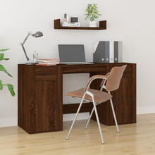 vidaXL Skrivebord med skap brun eik konstruert tre