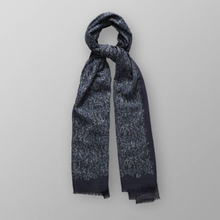 Eton Blå scarf med bladmönster i ull