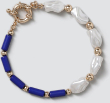 Navy Beaded Pearl Bracelet
