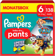 Pampers Baby-Dry Pants Paw Patrol, størrelse 6 ekstra Large 14-19kg, månedlig æske (1 x 138 bleer)