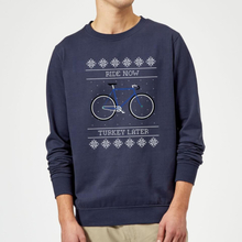 Ride Now, Turkey Later Christmas Jumper - Navy - S