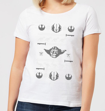 Star Wars Yoda Sabre Knit Women's Christmas T-Shirt - White - S