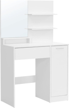 Sminkbord med låda och skåp - Sminkbord med spegel - Organisatör - Vit