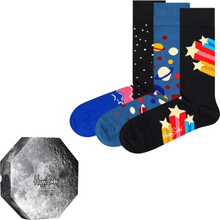 Happy socks Strømper 3P Outer Space Socks Gift Box Sort bomuld Str 41/46