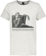 SUBLEVEL Herren veganes Baumwoll-T-Shirt mit Frontprint "Growing Old Is Nothing For Sissies" H12022Z22429B 001 Grau