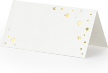 10 stk Hvite Bordkort med Gullfolierte Stjerner