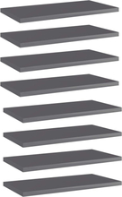 vidaXL Hylleplater 8 stk høyglans grå 40x20x1,5 cm sponplate