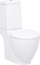 vidaXL Keramisk toalettstol rund vattenutlopp i botten vit