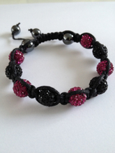 Shamballa armband svart och rosa bling