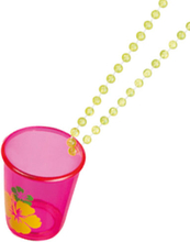 Rosa Shotglass med Hibiscus og Gult Perlekjede