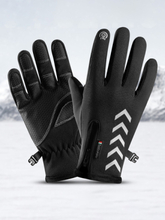 Radfahren Warme Handschuhe Wasserdichte Sport Anti-Rutsch-Fünf-Finger-Touchscreen-Nachtreflexionshandschuhe