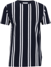 Striped Piqué Tee S/S Tops T-Kortærmet Skjorte Blue Lindbergh