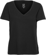 100% Organic Cotton Vintage V-Neck T-Shirt T-shirts & Tops Short-sleeved Svart GAP*Betinget Tilbud