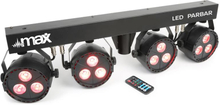 LED PAR-bar-set 4-vägs-kit 3x 4-i-1-LED RGBW inkl T-balk och stativ