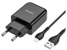 Hoco N2 Vigour Compacte USB Oplader + USB - Lightning oplader - Zwart (N2LB)