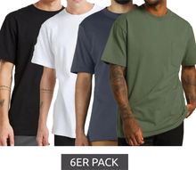 6er Pack Dickies Basic Herren T-Shirt Baumwoll-Shirt Arbeits-Shirt Cool&Dry Grammatur 250 g/m² PKGS407 in Schwarz, Weiß, Grün, Blau