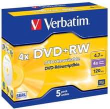 Verbatim DVD+RW Verbatim 4.7GB, 5pack, 4X, Branded matt silver