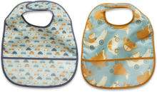 Bibs, Cars, 2 Pcs, Yellow/Blue Baby & Maternity Baby Feeding Bibs Sleeveless Bibs Multi/patterned Rätt Start