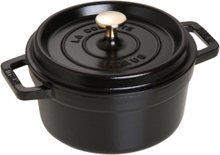 La Cocotte - Round Cast Iron Home Kitchen Pots & Pans Casserole Dishes Black STAUB