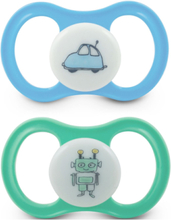 Pacifier Happy Silic Glow 2-Pack, +4 Month Blue Baby & Maternity Pacifiers & Accessories Pacifiers Multi/patterned Esska