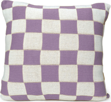 C/C 50X50 Knitted Check Purple Home Textiles Cushions & Blankets Cushion Covers Purple Ceannis