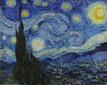 Vincent van Goghs Sternennacht - Klassiker, 60x50cm / Ohne Rahmen / 48 Farben (Höchste Details)